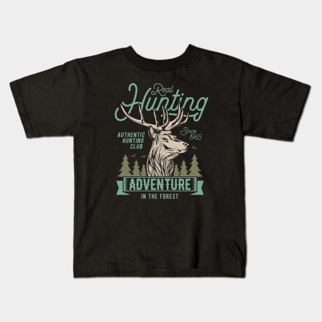 Real Hunting Adventure Kids T-Shirt by JabsCreative